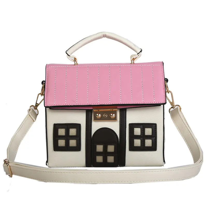 Creative Little House Shape PU Leather Women's Handbag Cross Body Bag Customized