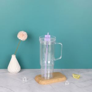 Free Shipping High Quality <b>Double</b> <b>Wall</b> clear <b>Mugs</b> Glitter Pre Drilled 40oz Snow Globe Acrylic Plastic Tumbler with Colored Lids - Product Image 4
