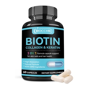 Cápsulas de Biotina 5000mcg, Suplemento para el Crecimiento del Cabello con Colágeno, Orgánico, Vegano, Marca Privada, Fabricante OEM, Apoyo para Piel y Uñas - Product Image 1