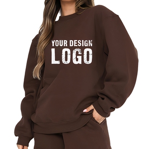 Sudadera Oversize de Mujer Marrón Oscuro con Hombros Caídos, Cuello Redondo, Ajuste Holgado, Venta al por Mayor, Marca de Moda para EE. UU., Reino Unido y Europa - Product Image 1