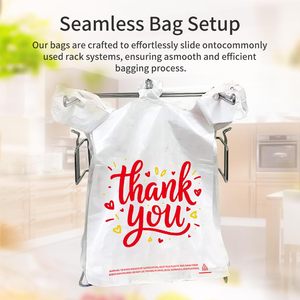 Thank You <b>Bags</b> 50-Pack Large <b>White</b> Plastic With Handles For Grocery Shopping <b>Small</b> Business - Product Image 6