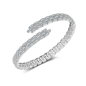 RAKOL BP163 Leaf-Shaped Women's Pure White Marquise Cut Cubic Zirconia Fashion Bracelet - Product Image 1