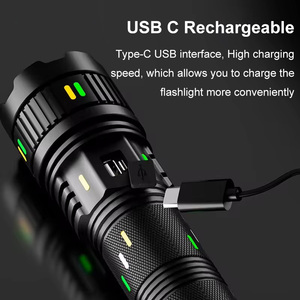 Đèn pin mạnh mẽ với thấu kính Fresnel, dải huỳnh quang phát sáng ban đêm, đèn LED 60W 48000 Lumens, hiển thị công suất, đèn pin chiến thuật ngoài trời - Product Image 2