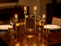 Candélabre pliable en métal à 6 bras, porte-bougie conique doré, petit volume d'emballage, décoration de centre de table pour mariage, fête à domicile