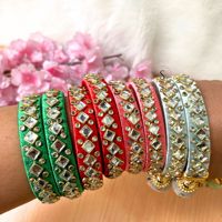 Bracelets en soie indienne multicolores Kundan, avec motif floral et fil Kundan, pour femmes, cadeaux de retour