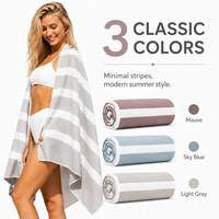 Grande serviette de plage à pompons, tissée douce, légère, utilisable comme paréo de bain, couverture de voyage, pour piscine, complexe hôtelier, pique-nique, vacances d'été et activités de plein air