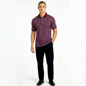 Camisa de punto para hombre con estampado de puntos verdes, manga corta, abotonada, de poliéster, transpirable, corte regular, 180g - Product Image 2