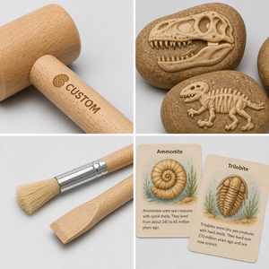 Jouet d'excavation <span class=keywords><strong>archéologique</strong></span> en bois personnalisé, jouets Montessori avec cartes éducatives, jeu d'exploration scientifique naturelle pour l'éducation précoce - Product Image 2
