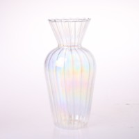 Vase à fleurs rose le plus populaire Mini vase à plancher en verre transparent Art déco Design glaçure transparente pour la décoration de la maison