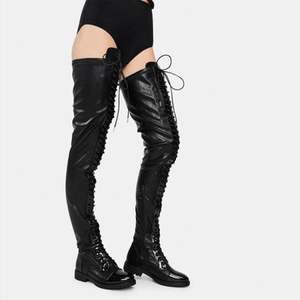 Botas Largas de Mujer para Invierno, de Tacón Fino, de Charol Negro Brillante, con <span class=keywords><strong>Media</strong></span> Cremallera Lateral, Botas Altas por Encima de la Rodilla - Product Image 5