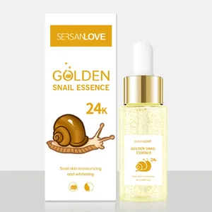 Özel etiket yüz Anti Aging nemlendirici hiyalüronik asit Serum 24k altın folyo salyangoz cilt bakımı serumu