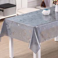 Nappe de table en PVC translucide botanique argenté RNPT, imperméable et résistante à l'huile, pour table à manger