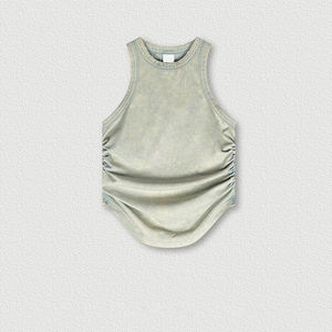 235Gsm Vintage lavado mujer Crop gráfico <span class=keywords><strong>sin</strong></span> <span class=keywords><strong>mangas</strong></span> Y2K <span class=keywords><strong>camiseta</strong></span> mujer venta al por mayor alta calidad - Product Image 3