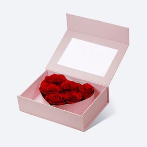 Elegante Caja Magnética en Forma de Corazón de 2 cm de Grosor con Ventana Transparente, Acabado Mate Ecológico para Flores, Cremas Faciales y Velas - Product Image 2