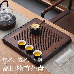 Kung Fu tea tray, water <b>storage</b> and drainage tea <b>table</b>, square bamboo tea tray, <b>small</b> size for one person, wholesale available - Product Image 6