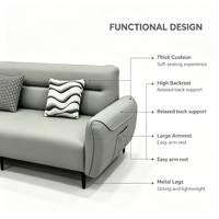 Canapé-lit multifonctionnel moderne trois places en cuir motif patte de chat avec rangement, idéal pour appartements et hôtels - Vente chaude