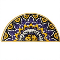 Tapis de sol semi-circulaire Mandala en jute classique, fabriqué à la machine, écologique, lavable, adapté aux animaux domestiques, décoratif pour entrée