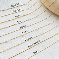 Collier en chaîne plaqué or 18 carats, chaîne de perles, chaîne de boîte, bijoux pour femmes, collier à porter tous les jours, cadeau pour elle