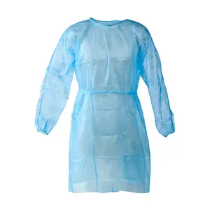 PP Vlies Isolation Kleid Einweg kleid mit elastischer Manschette medizinisch blau