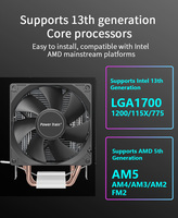 Refroidisseur de processeur ARGB 2 caloducs en cuivre Dissipateur thermique Ventilateur PWM Roulement fluide Montage universel Processeur Ordinateur de bureau Boîtier d'ordinateur Utilisation 26dba