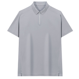 Men's Nylon Polo Shirt Black Summer Lightweight Zipper Front Workwear Corporate Uniform - Product Image 4