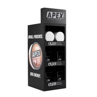Présentoir à tabac moderne APEX Premium à 3 niveaux, personnalisable, poli, amovible, avec éclairage supérieur, pour comptoir de magasin de détail