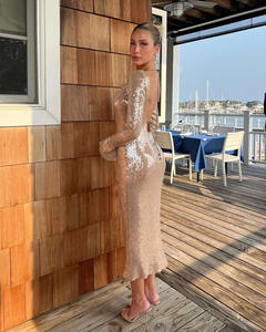 Re Mcgreen Star da donna elegante con retro cavo abito da festa con paillettes lustrini con scollo a V abito lungo Sexy Modulare abiti da Club - Product Image 3