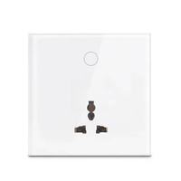 Interrupteur intelligent Wi-Fi 1 voie + prise encastrée en verre, compatible Smart Life et Alexa, 110V-240V