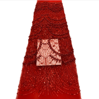 Tissu en dentelle guipure perlée de luxe NI.AI, broderie en dentelle filet de qualité supérieure pour les styles Asoebi africains et les robes de mariée