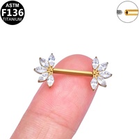 Gaby ASTM-F136 Titane Zircon G23 Sexy à filetage interne, Bijou de piercing mammaire pour femme, Anneau de téton géométrique et tendance