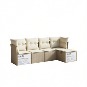Set Divano da Giardino Rada in Polyrattan Beige, 4 Posti, Arredamento da Esterno Resistente alle Intemperie, Design Contemporaneo - Product Image 1