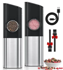 Electric Salt And Pepper Dry Spice Mill/grinder Set Automatic Gravity Dry Spice Grinder Set With Light Led