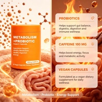 Capsules de soutien métabolique probiotiques avec caféine, vitamine B12 et chrome pour un métabolisme, une digestion et une énergie sains - ODM & OEM