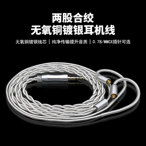Cable de Audio Trenzado de Doble Hilo de Cobre Libre de Oxígeno Plateado con Conector MMCX de 3.5mm, 1.2m, para Auriculares Over-Ear e In-Ear - Product Image 5