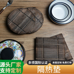 แผ่นรองจานไม้เพาโลเนียทรงสี่เหลี่ยม 19x19 ซม. แผ่นรองโต๊ะครัวกันความร้อนสำหรับป้องกันจานหม้อตุ๋น - Product Image 5