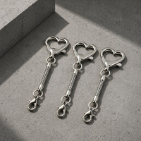 Mousqueton en forme de cœur chromé pour porte-clés, crochet de serrage, connecteur de chaîne serpent pour la fabrication de bijoux et accessoires