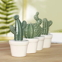 Ensemble de Décoration en Céramique pour Plantes Succulentes et Cactus avec Pots Modernes pour la Maison, le Bureau et les Ornements Verts de Table