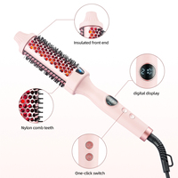 Sikat Bulat Panas Inframerah 2-in-1 38mm, Sikat Panas Keramik Thermal Styler Penambah Volume untuk Penggunaan di Rumah dan Salon, Label Pribadi