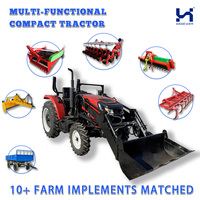Tracteur agricole diesel 4x4 de 50 CV, 60 CV, 70 CV avec semoir, remorque et rotoculteur