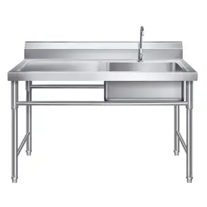 Commercial stainless steel sink single double bowl trough three sink sink kitchen restaurant household with stand