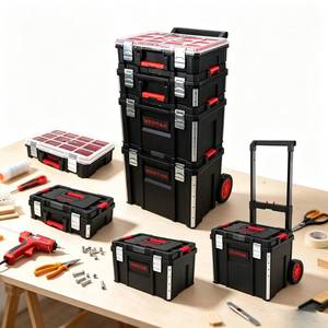Boîte à <span class=keywords><strong>outils</strong></span> roulante Winslow & Ross à 4 niveaux, <span class=keywords><strong>valise</strong></span> à <span class=keywords><strong>outils</strong></span> modulaire en plastique rigide avec roues et poignée - Product Image 1