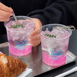 Gobelet à café jetable populaire en PET/PE, écologique, pour thé au lait, boissons froides à emporter, avec couvercle commercial personnalisable - Product Image 1