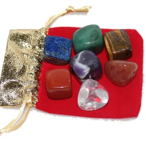 Venta al por mayor, piedra curativa de cristal semipreciosa pulida cruda de 7 Chakras