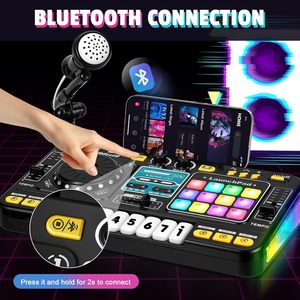 Table de mixage DJ électronique pour enfants, jouet de simulation avec microphone, contrôle de la vitesse de la lumière et mode de jeu musical - Product Image 6