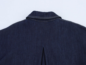 <strong>Turn</strong> Down Collar Denim Blue Color Buttons <strong>up</strong> Long Sleeve Casual Fashion <strong>Jeans</strong> Tops Blouse for Women - Product Image 5