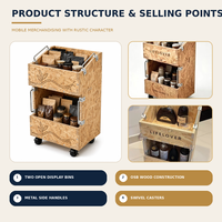 Chariot de présentation rustique en métal OEM/ODM pour café, snacks, bouteilles de vin – Publicité en supermarché – Léger et écologique