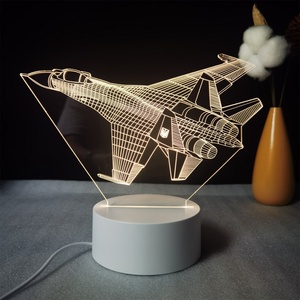 Lampe de nuit romantique créative en forme d'avion 3D avec base tactile LED pour décorer les cadeaux d'anniversaire - Product Image 1