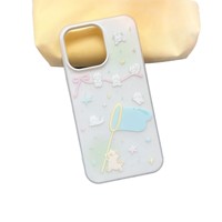 Étui de téléphone portable en gelée antichoc deux-en-un pour iPhone 16/15Promax, iPhone 14, iPhone 13/12, effet peau, dessin animé d'été
