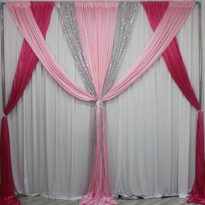 Rideaux de fond à <span class=keywords><strong>paillettes</strong></span> roses 2 panneaux décoration de fête prénatale et de mariage 5 pieds 8 pieds accessoires photographiques en soie glacée - Product Image 1