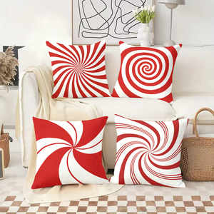 Подушки с узором в виде витых конфетных палочек для Рождества, праздничный декор для гостиной и дивана. - Product Image 2